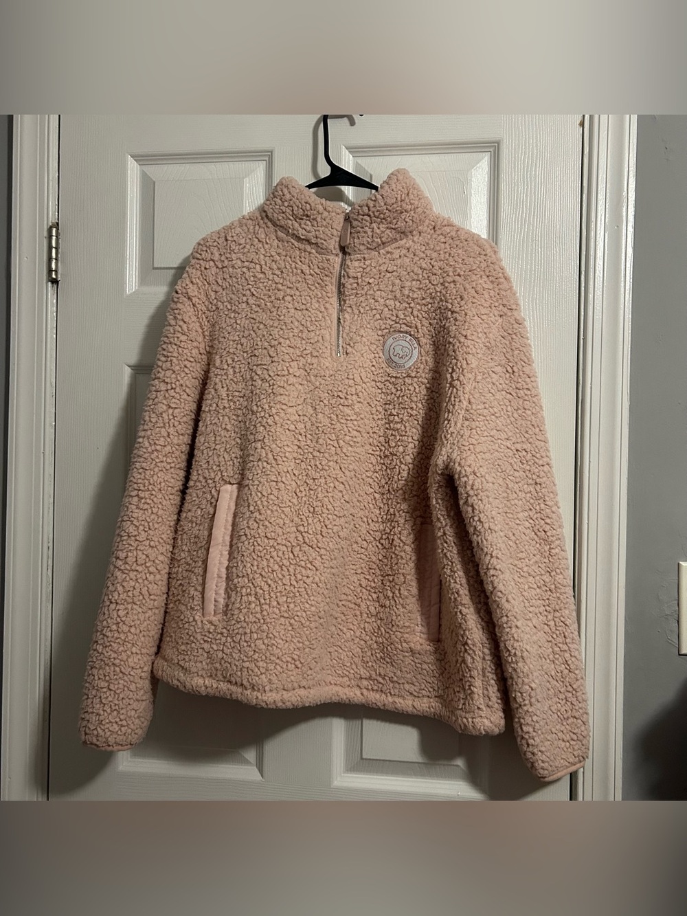 Ivory Ella Plush Sherpa Quarter-Zip Pullover Sweater - Light Pink (Medium)